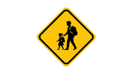 School Crossing Sign with Adult and Child Silhouettes for Pedestrian Safety