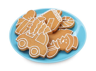 Tasty gingerbread cookies isolated on white. Christmas treat