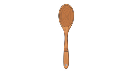 Wooden cooking spoon illustration, kitchen utensil for food preparation