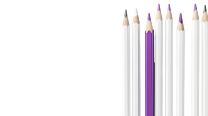 Pencils with Purple Accent on Transparent Background