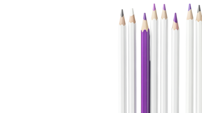 Pencils with Purple Accent on Transparent Background