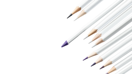 Assorted Colored Pencils on Transparent Background