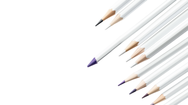 Assorted Colored Pencils on Transparent Background