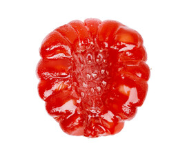 Halves of fresh ripe raspberry  isolated on white with clipping path