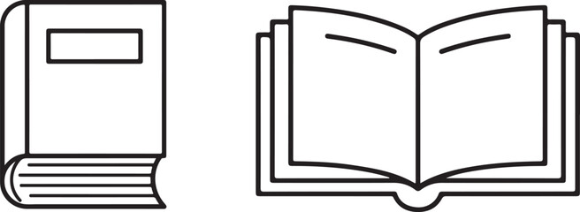 Minimalist Line Art of Books for Education and Reading