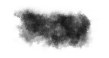 Dark smoke cloud texture isolated on white background, realistic black mist or fog effect for digital design, atmosphere overlay, or abstract dust and ink spread illustration.