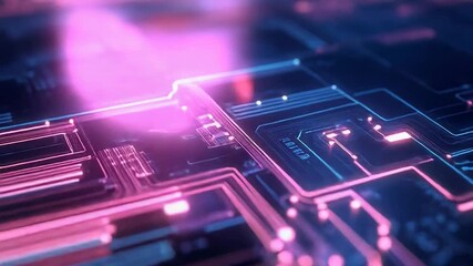 Circuit board processing digital data in a futuristic network - Powered by Adobe