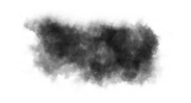 Dark smoke cloud texture isolated on white background, realistic black mist or fog effect for digital design, atmosphere overlay, or abstract dust and ink spread illustration.