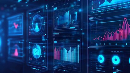 Digital data analysis and business analytics dashboard interface - Powered by Adobe