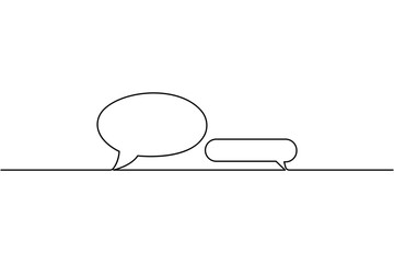 Speech bubble one line drawing minimalist style on white background vector illustration

