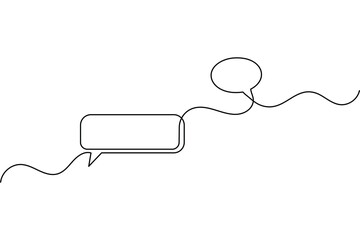 Speech bubble one line drawing minimalist style on white background vector illustration
