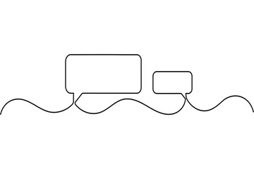 Speech bubble one line drawing minimalist style on white background vector illustration
