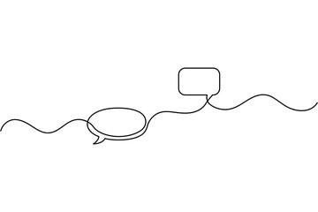 Speech bubble one line drawing minimalist style on white background vector illustration
