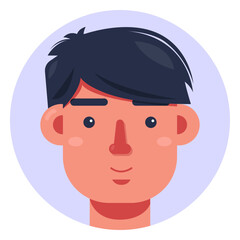 Blue Circle Smile Man Character in Flat Design Style