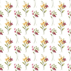 Seamless pattern, floral background with watercolor flower bouquets. Repeat fabric wallpaper print texture. Perfectly for backdrop, wrapped paper.