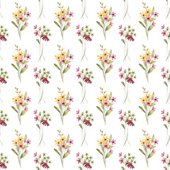 Seamless pattern, floral background with watercolor flower bouquets. Repeat fabric wallpaper print texture. Perfectly for backdrop, wrapped paper.