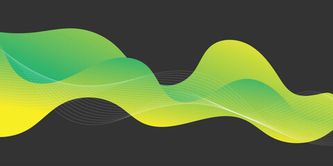 Abstract Background with Motion Wave Fluid Liquid Lines and 3D Effects, Yellow Green Gradient Color