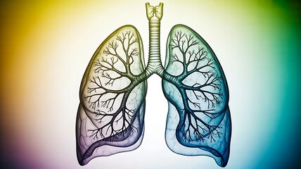 Colorful artistic illustration of human lungs on bright gradient background
