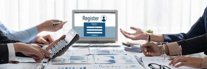 Business intelligence and data analysis concept. Analyst team working on financial data analysis...