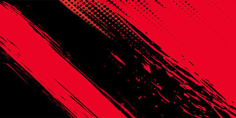 Black and red abstract grunge background with halftone style.