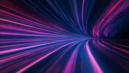 Abstract speed warp moving through neon tunnel - Powered by Adobe