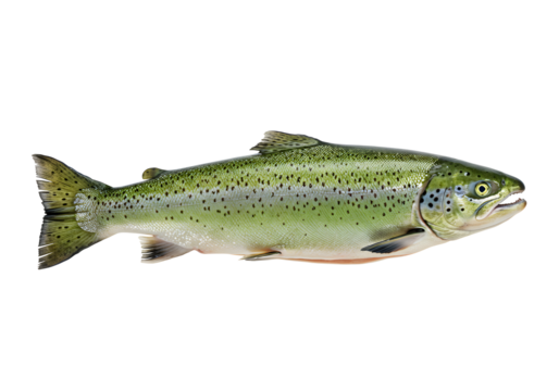 Freshly caught trout glistening, perfect for seafood recipes or fly fishing ads, showcasing wild beauty of nature and healthy eating, ideal for food blogs