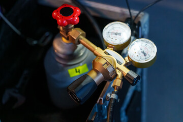 CO2 equipment stored on the backstage for creating stage effects and special effects during live concerts and performances