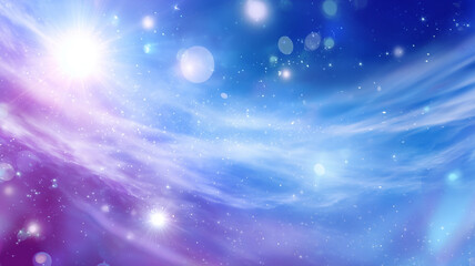 Purple and Blue Aurora Light Waves in Starry Night Sky