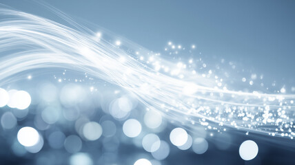 Sparkling Water Droplets with White Flowing Waves and Bokeh