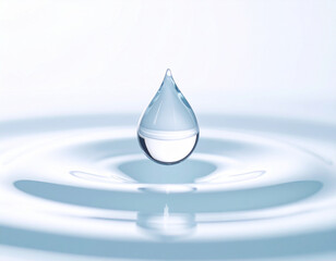Close-up of water droplets creating ripples on smooth liquid surface