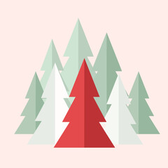 Obraz premium Cheery Holiday Trees in Candy Cane Colors – Festive Christmas Vector Illustration