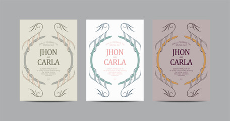 Floral Sketch Minimalist Invitation Template Vector