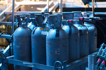 CO2 canisters and related equipment stored backstage for stage and special effects during live concerts and performances