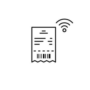 Shopping receipt with barcode and wi-fi. Online purchases, e-commerce and contactless payment. Pixel perfect, editable stroke vector icon