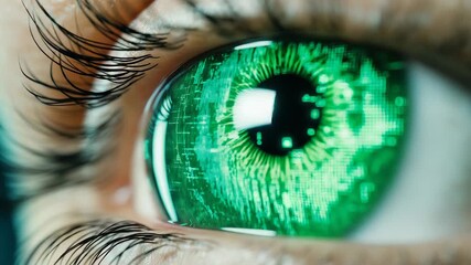 Cyborg eye processing digital data with futuristic technology - Powered by Adobe