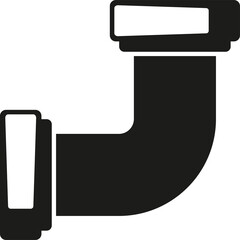 Black Plumbing Pipe Elbow Joint Connection With White Caps On Transparent Background Simple Icon Graphic