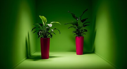Two Potted Strelitzia Plants Against