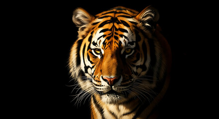 Naklejka premium Tiger Portrait Majestic Close-Up of a Feline with Intense Eyes
