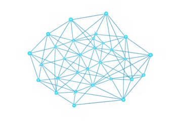 Digital network structure creating abstract technology grid, representing data connection, global communication, and internet information on transparent background