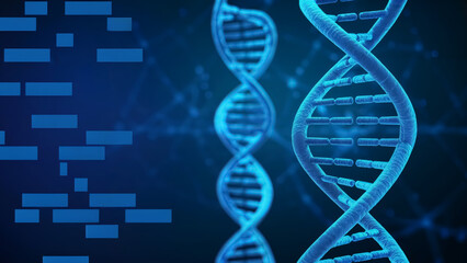 Stunning DNA double helix structure for science technology or medical research projects in a modern blue design