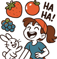 Playful Girl and Bunny Comic Adventures