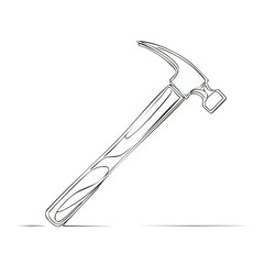 Obraz premium Classic Claw Hammer Tool Line Art Illustration for Construction and DIY Projects