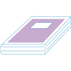 Open Book With Purple Cover And Blue Outline On White Background Document Learning Education Knowledge Reading Literature Study