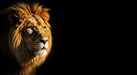 Majestic Lion Gaze A Striking Portrait of the King of the Jungle in Radiant Light