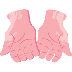Open Pink Hands Offering Gesture Minimalist Flat Design Illustration With Transparent Background
