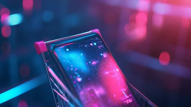 Smartphone in shopping cart symbolizing future e commerce