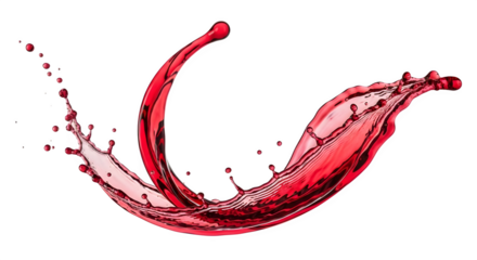Red liquid splash in a dynamic curve