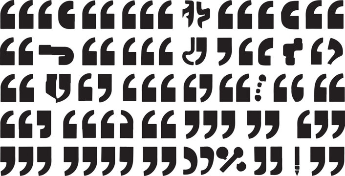 Assortment of Black Quotation Mark and Punctuation Symbols quote speech bubble