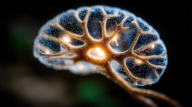 Vibrant microscopic neural network glows with energy, symbolizing complex thought and scientific discovery - Powered by Adobe