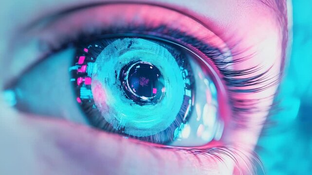 Human eye transforming into a bionic cybernetic interface - Powered by Adobe